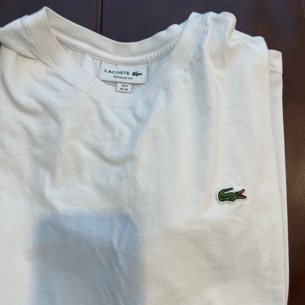 Lacoste White Short Sleeve Regular Fit Side Logo T Shirt - Picture 2 of 16